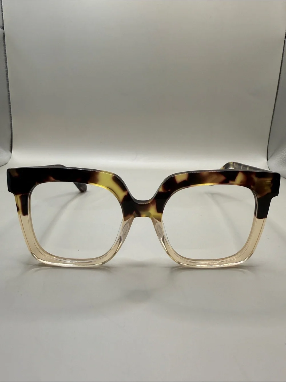 ZEELOOL Tortoise Gradient Square Glasses - Brown/Beige, No prescription